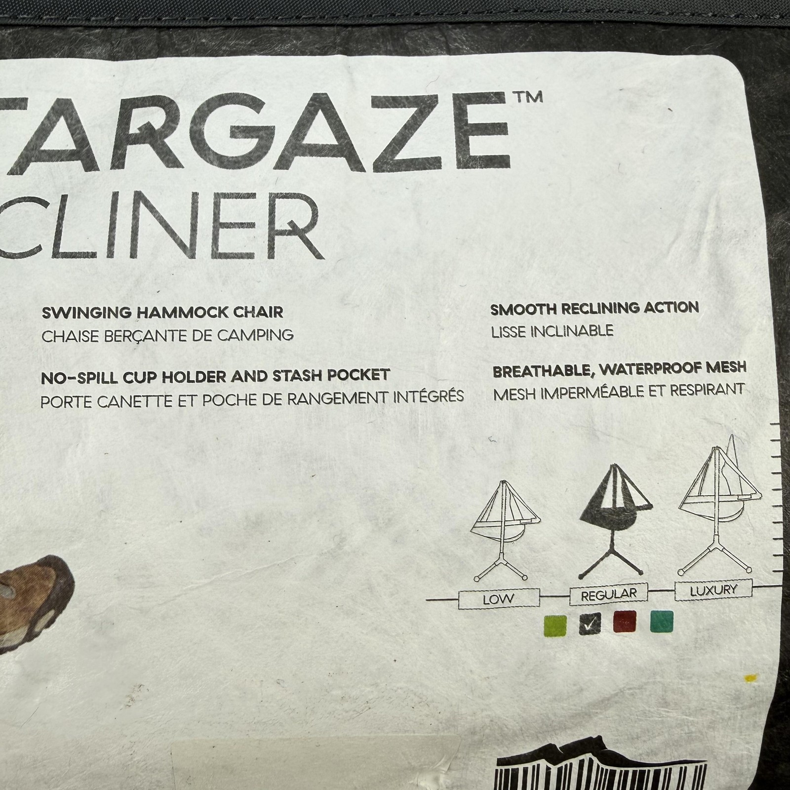 NEMO Stargaze Recliner Camping Chair Black Swinging Hammock 300lb Limit Aluminum