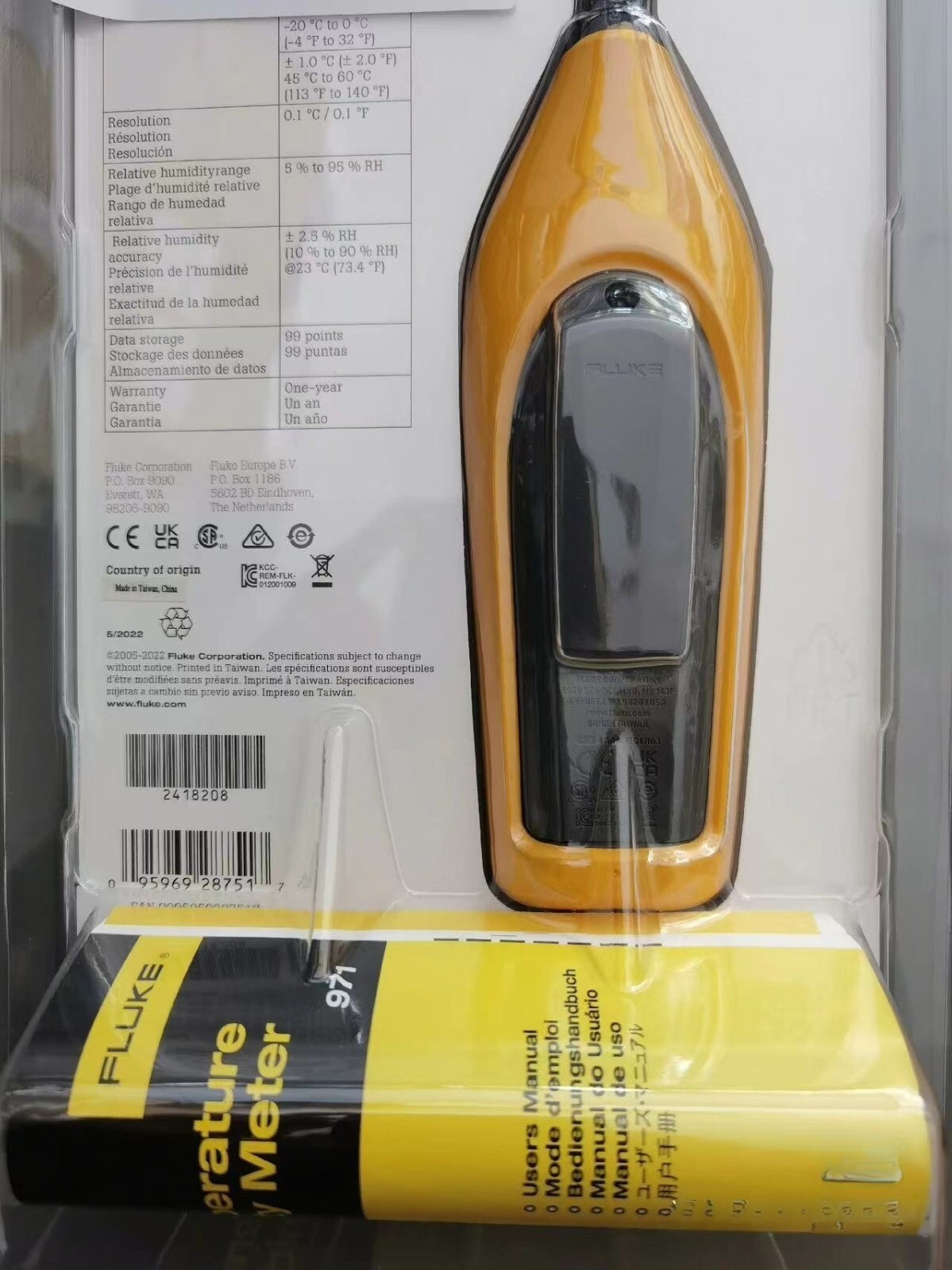 Brand New Fluke 971 Temperature Humidity Meter - Fast Shipping