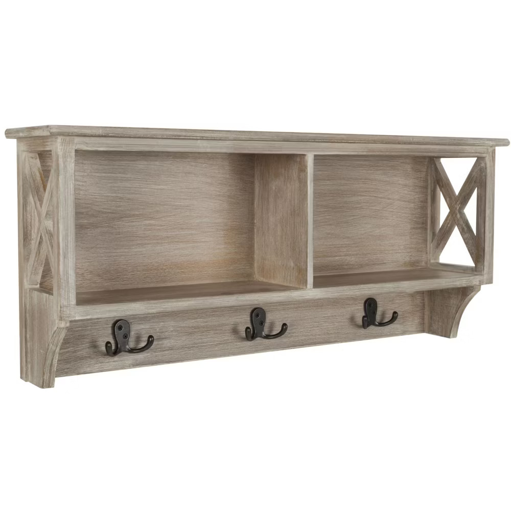 Freya Hanging Storage Wall Rack - Vintage White - Safavieh