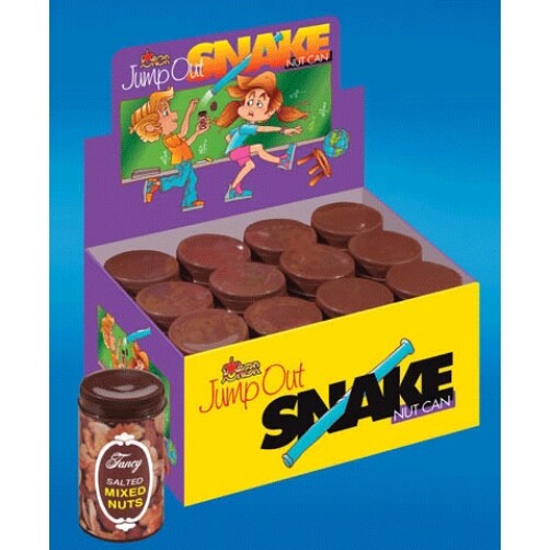 CLOTH SPRING SNAKE NUT CAN Plastic Jar Prank Joke Toy Jumping Jumps Out Funny