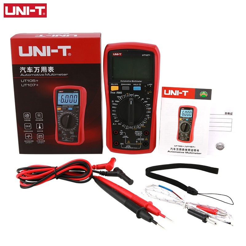 UNI-T Digital Automotive Multimeter mS PULSE Tach Dwell Temp RPM Battery Tester