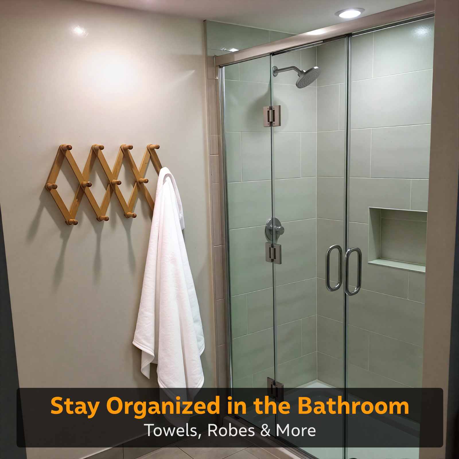 NNX Premium Accordion Rack for Wall, Expandable Coat Rack, Hat Organizer, Bamboo