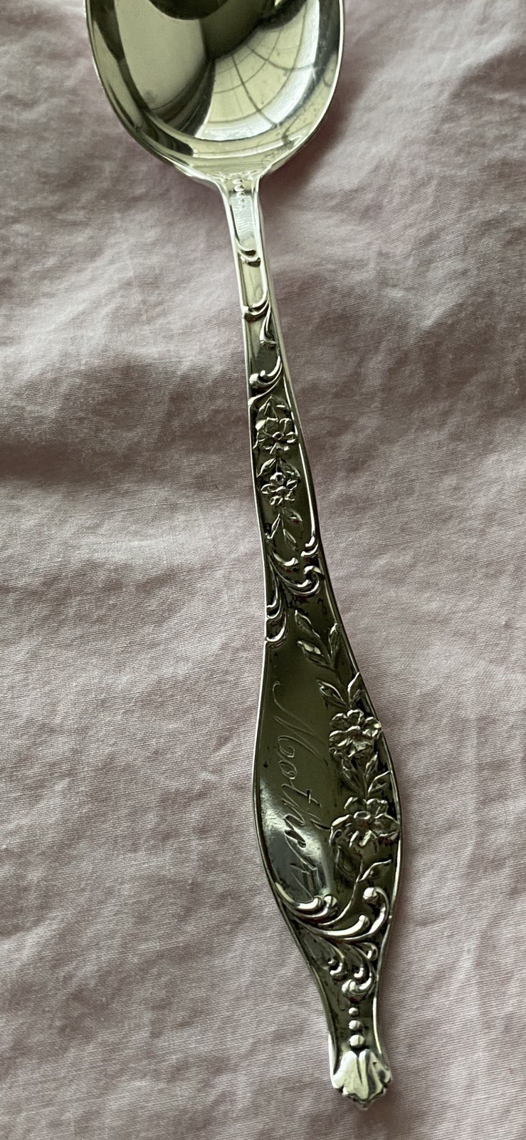 Antique Gorham Oxford Sterling Silver Teaspoon Engraved “Mother” c1950s