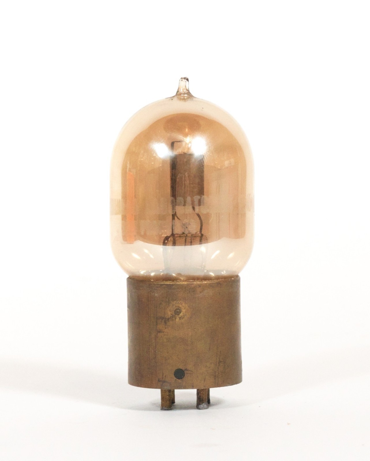 1920 Moorhead Radio Tube With Shaw Base, Amber Glass & GOOD Filament