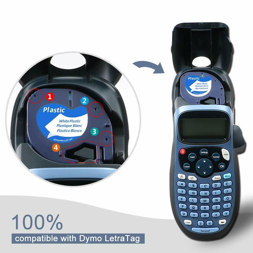 10PK Dymo LetraTag Refills White Plastic 91331 for LetraTag Label Maker LT-100H