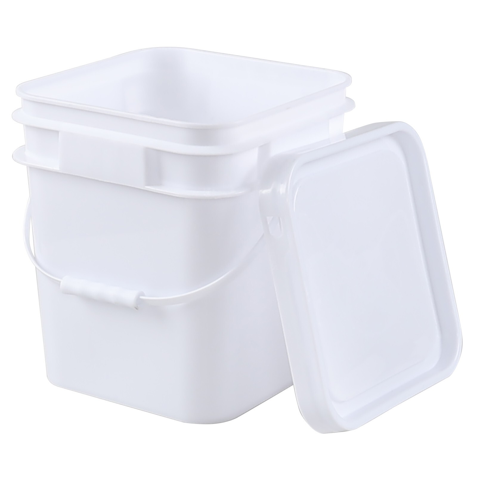 4-Pack 3 Gallon Square Food Grade Plastic Bucket Pail with Sealed Lid and Handle