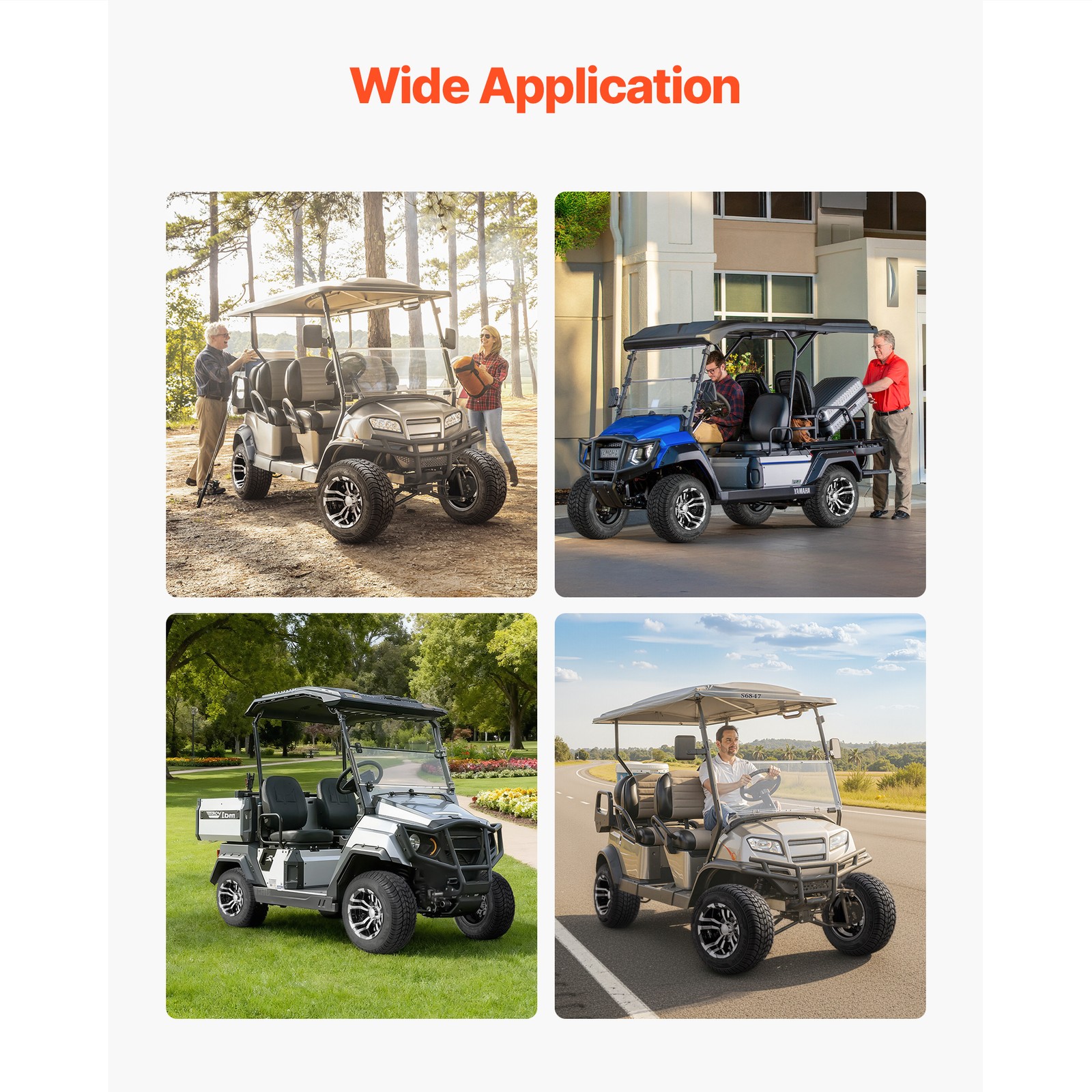 Uimoso Golf Cart Wheels & Tires Set of 4 10" 205/50-10 Compatible with Club Car