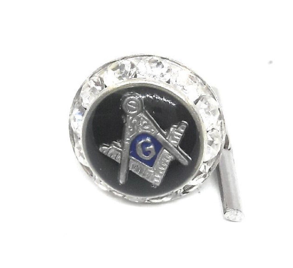 FREEMASON MASONIC CRYSTAL TIE TACK / LAPEL PIN
