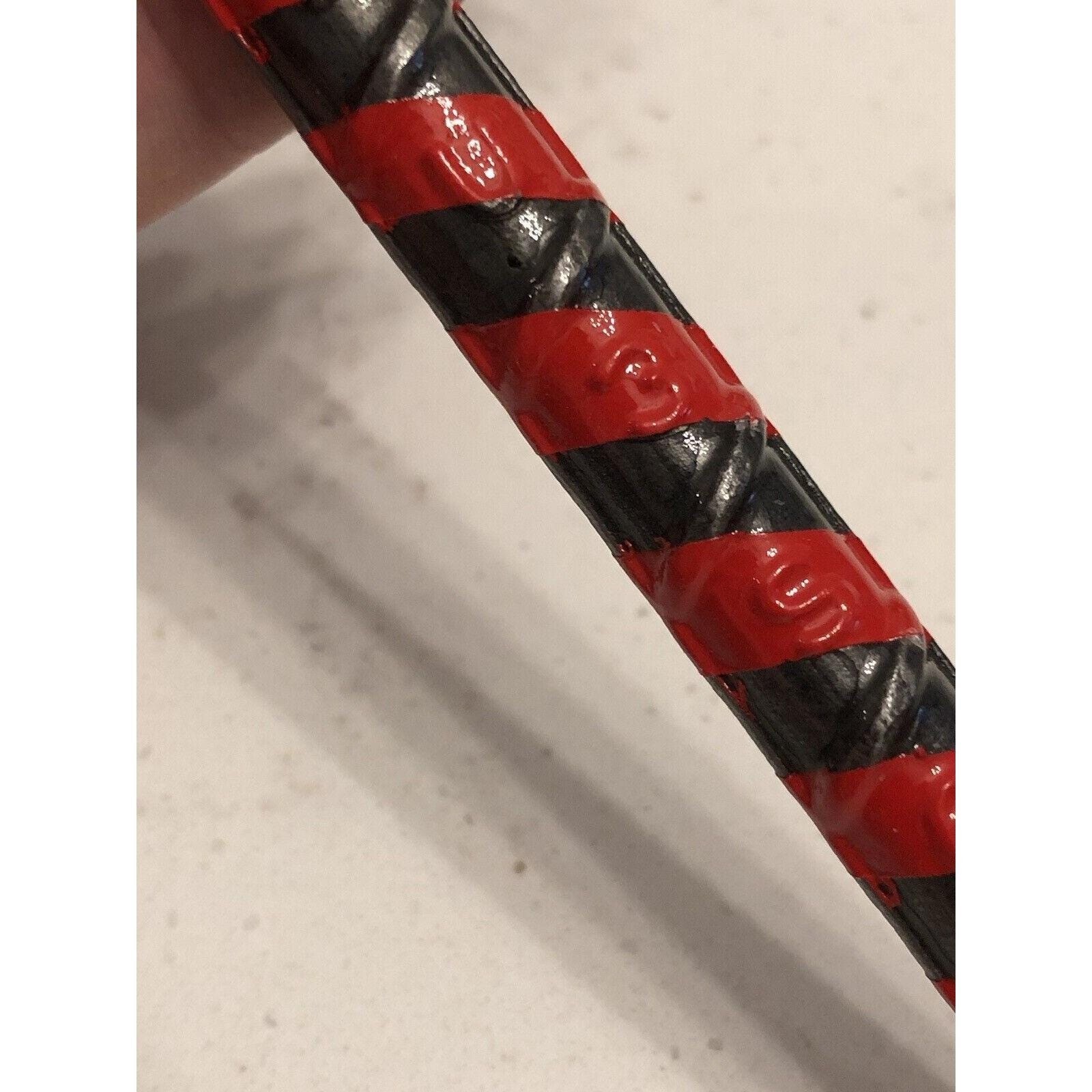 Iron Art Hand Bent Rebar Ornament Christmas Metal Candy Cane Red Striped