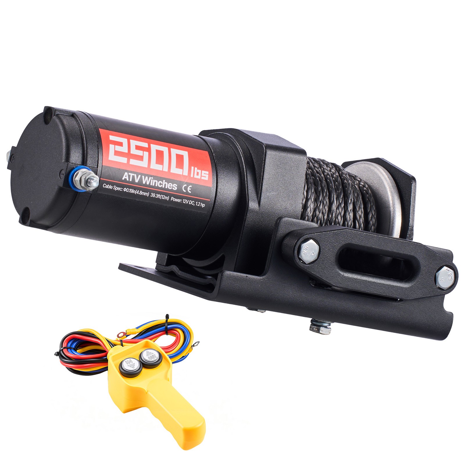 Uimoso 2500 lbs 12V Electric Winch with Synthetic Rope and Wired Remote Control