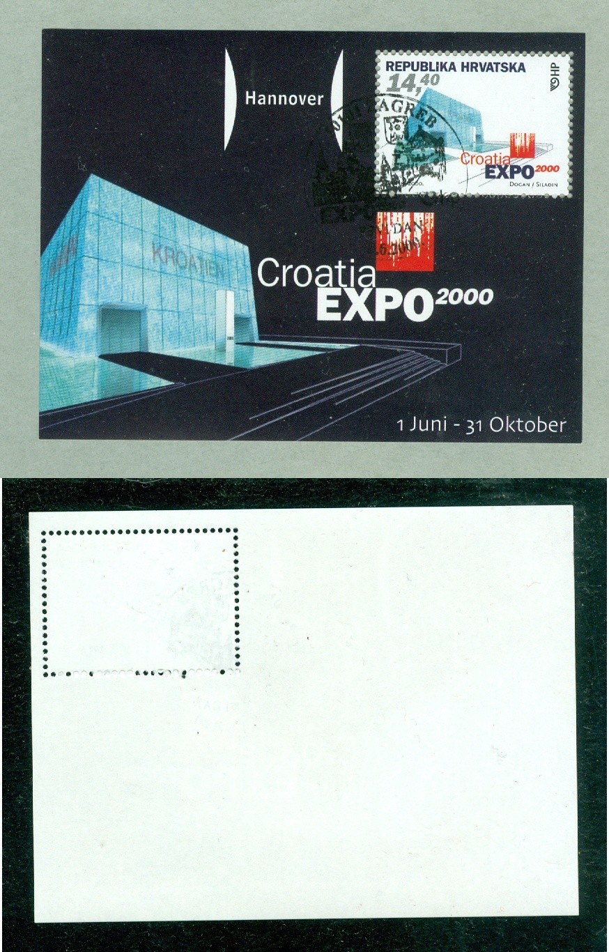 Croatia 2000. Souvenir Sheet. Cancel. Hannover Expo Croatia 2000.. Sc# 431