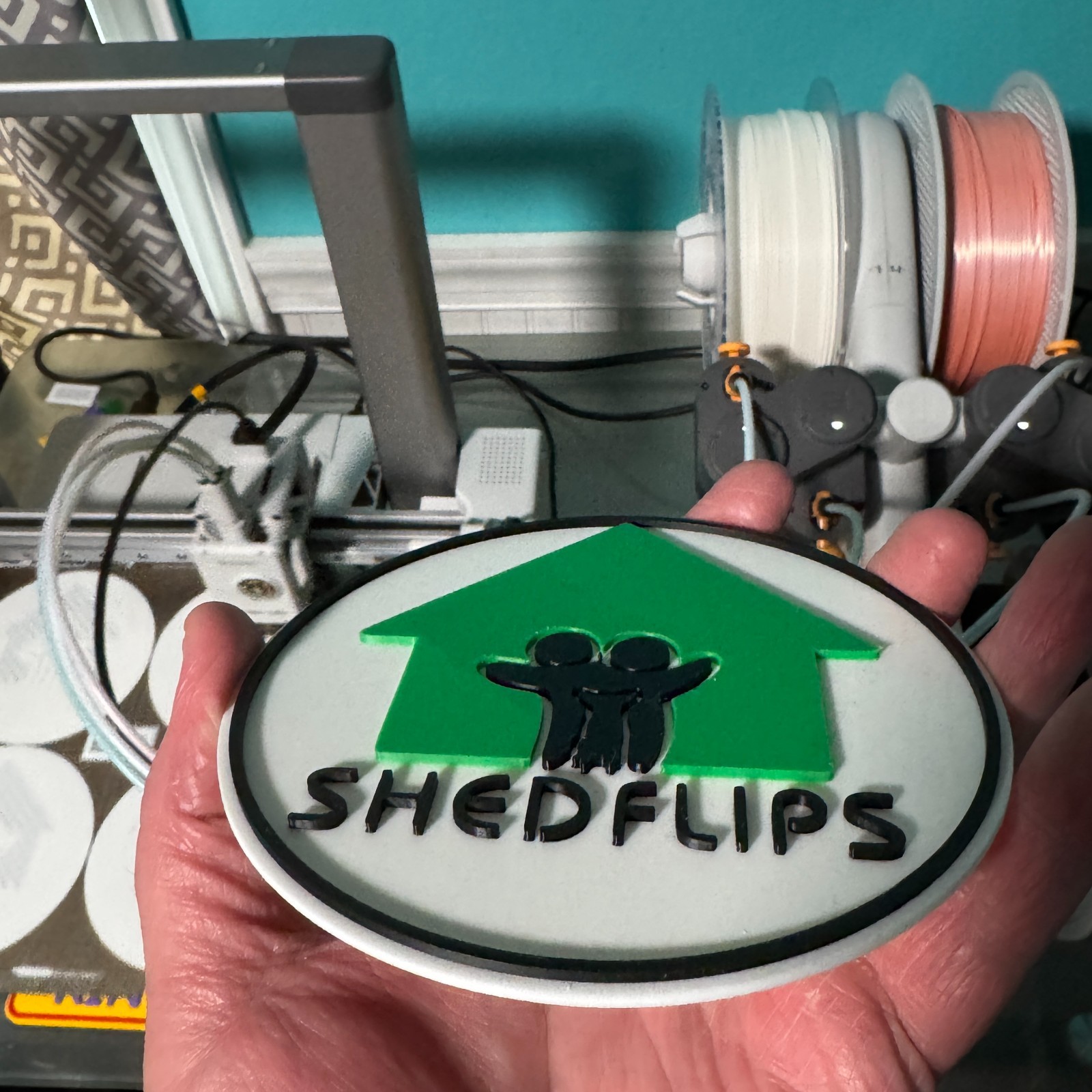 SHED FLIPS - Refrigerator Sign Magnet -4.9" diam. - Signed and #'d - Made in USA