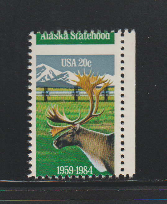 US EFO ERROR Stamps: #2066 Alaska Statehood, Caribou: Design Change Misperf. MNH