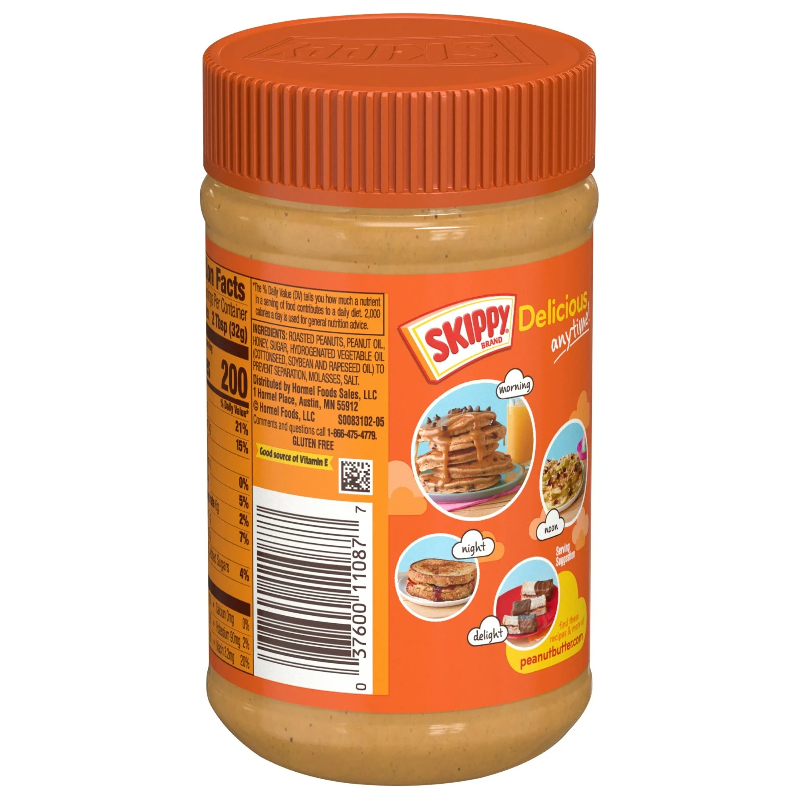(4 pack) SKIPPY Peanut Butter Creamy Roasted Honey Nut Spread,16.3oz Plastic Jar