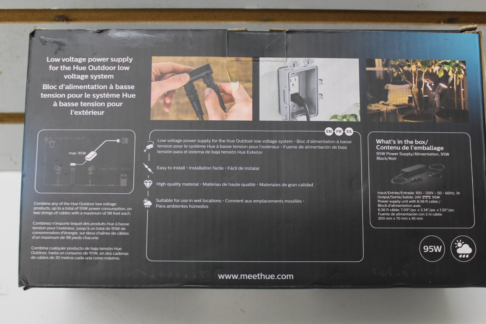 Philips Hue 95W Outdoor Power Supply Black Low Voltage Fully Weatherproof -