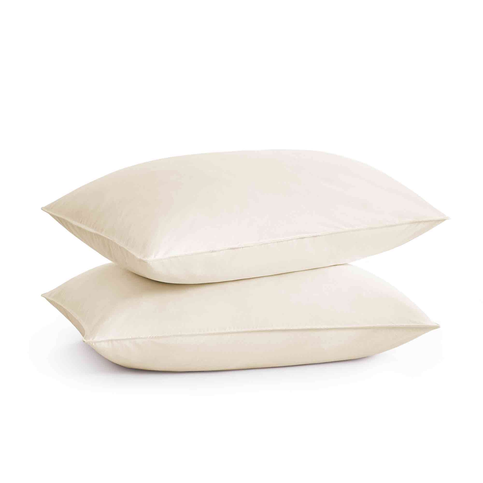 2 Pack Goose Down Feather Bed Pillows King or Queen, 100% Organic Cotton Shell
