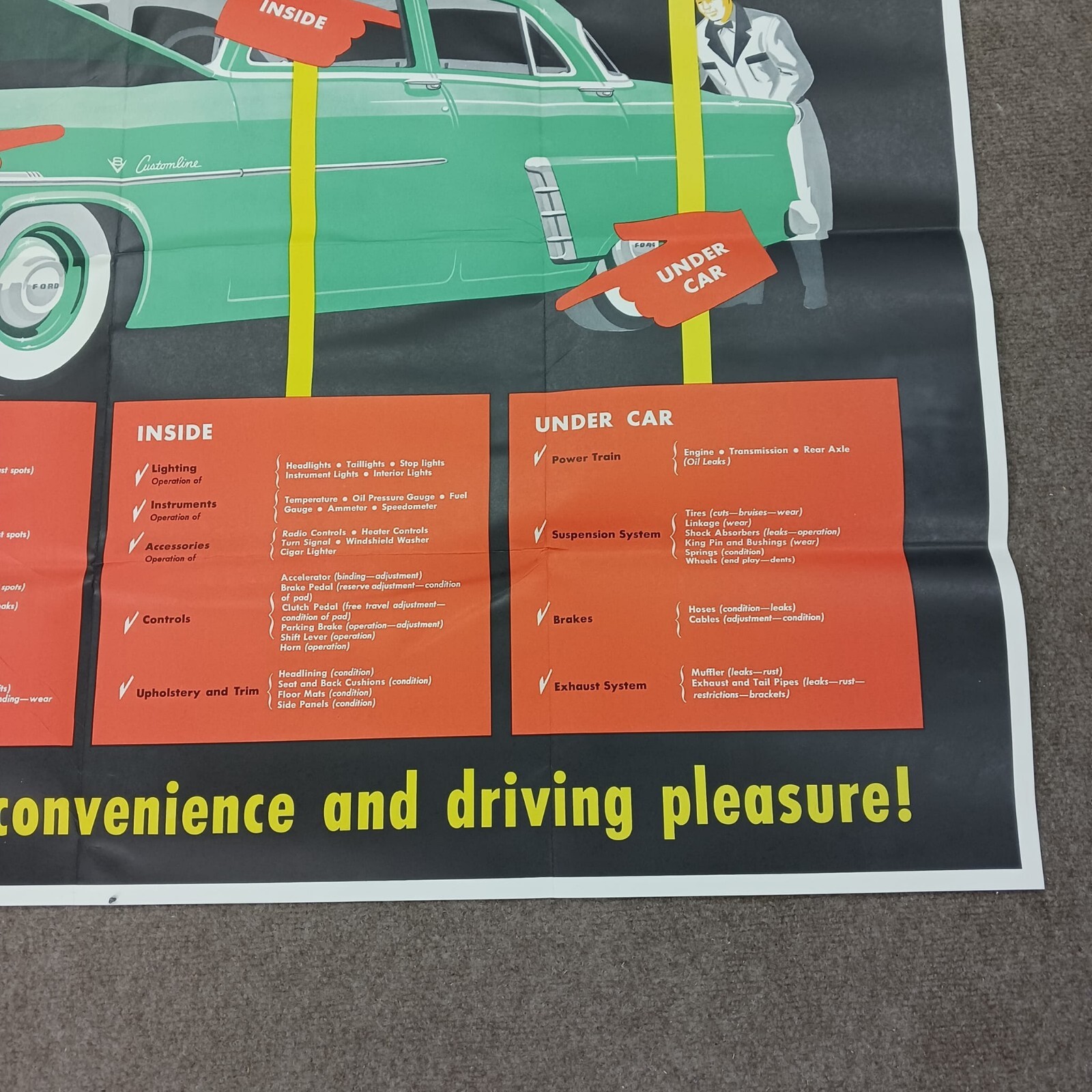 Original NOS 1953 Ford Dealer service department poster 36 x 48 Customline