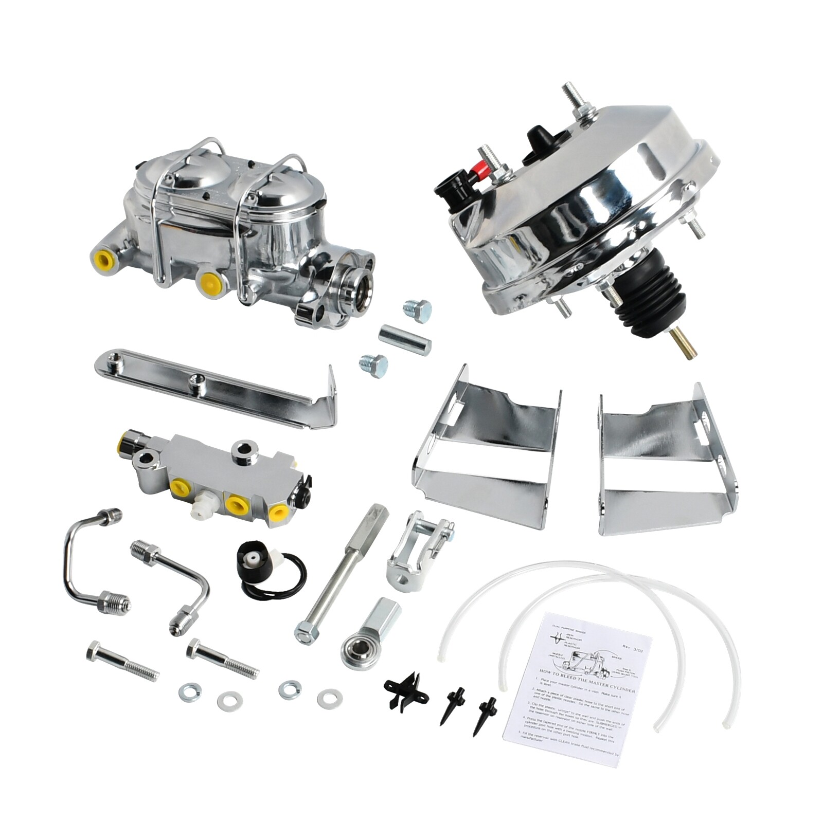 8" Chrome Power Brake Booster Conversion Kit Disc Drum For 1958-64 Chevy Impala