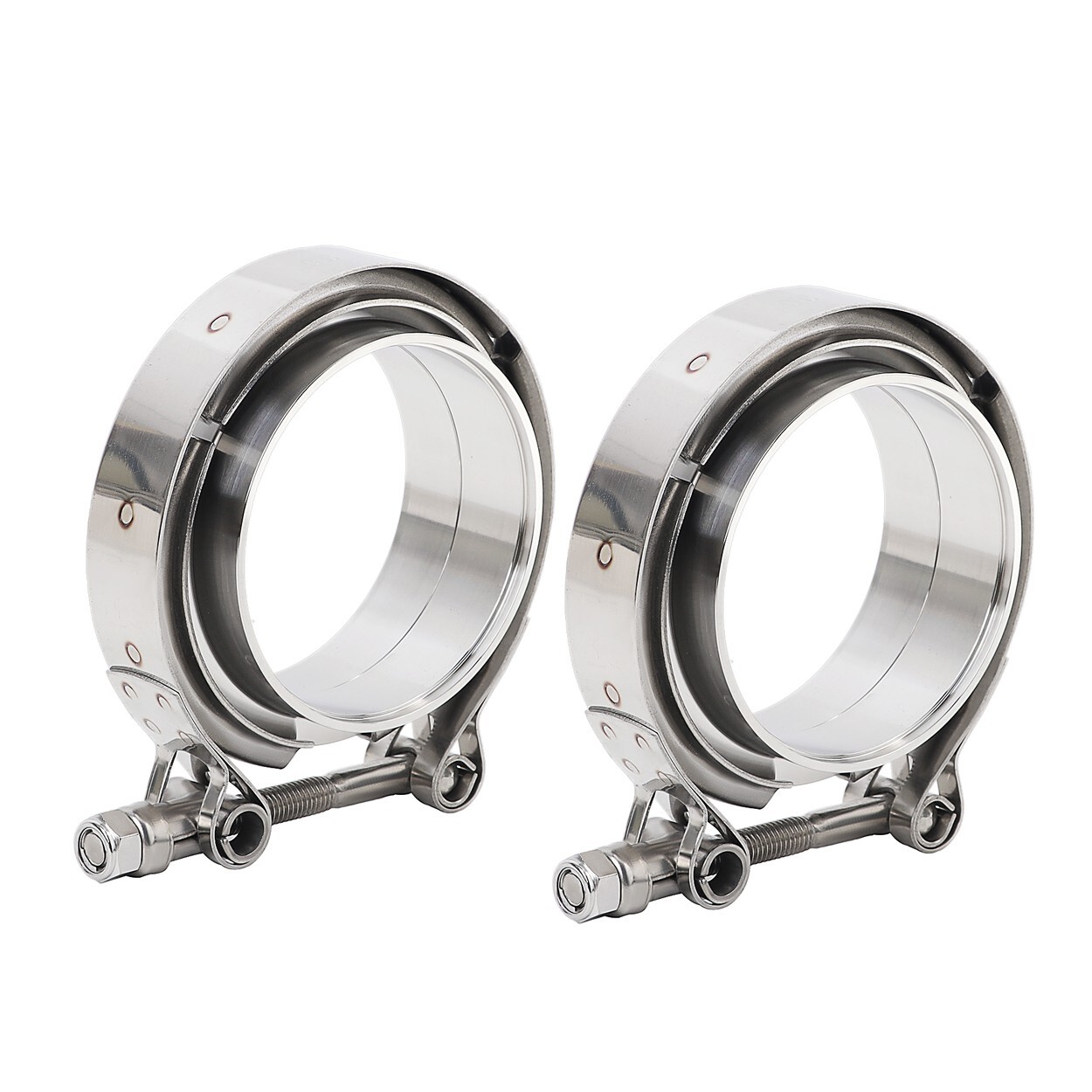LokoCar 3 Inch V Band Clamp With Flange Male Female Stainless Steel Silver 2Pcs