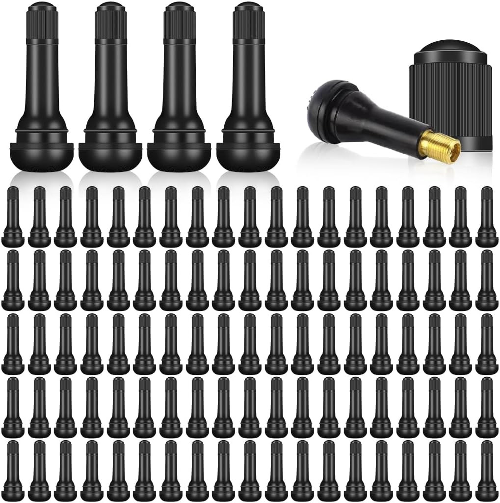 100pcs TR413 Snap-In Valve Stems – Tubeless Rubber Tire Valves for Car Truck Rim