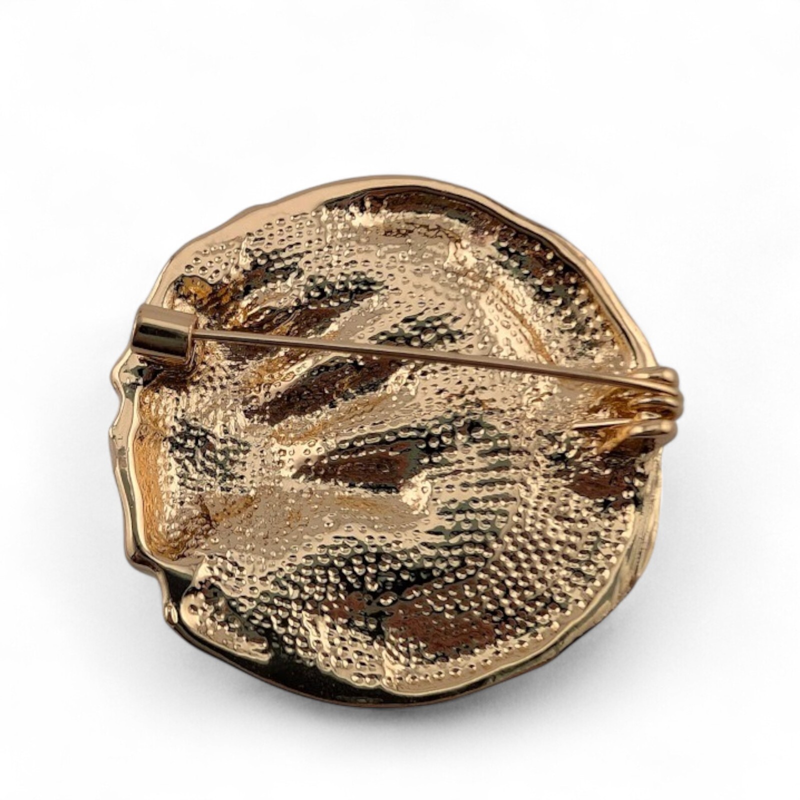 CELESTIAL SUN MOON BROOCH face 90s retro blue, gold- & ivory-tone enamel pin G1