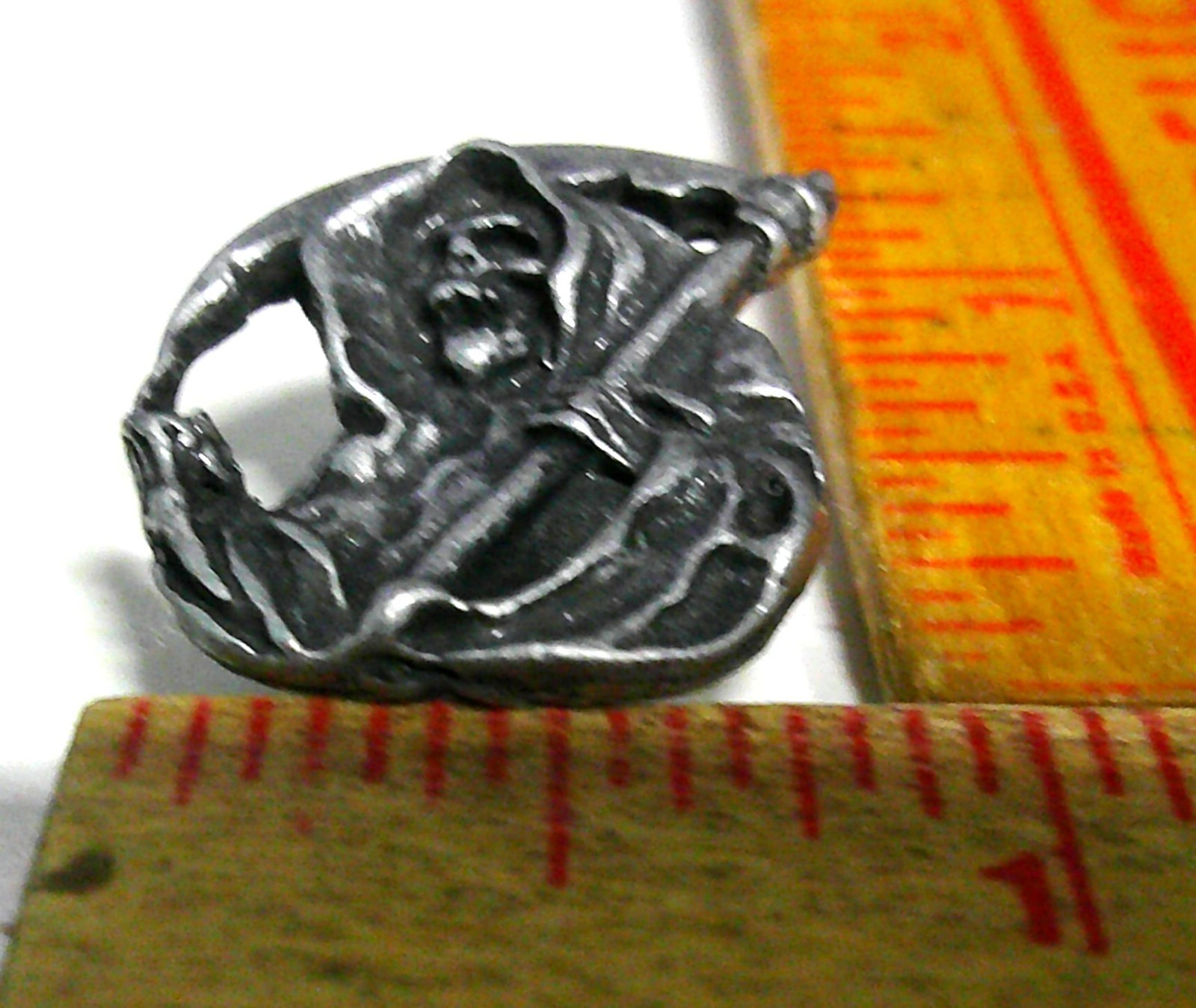 Grim Reaper pin old biker vest hat collectible vintage "Death Skull" pinback