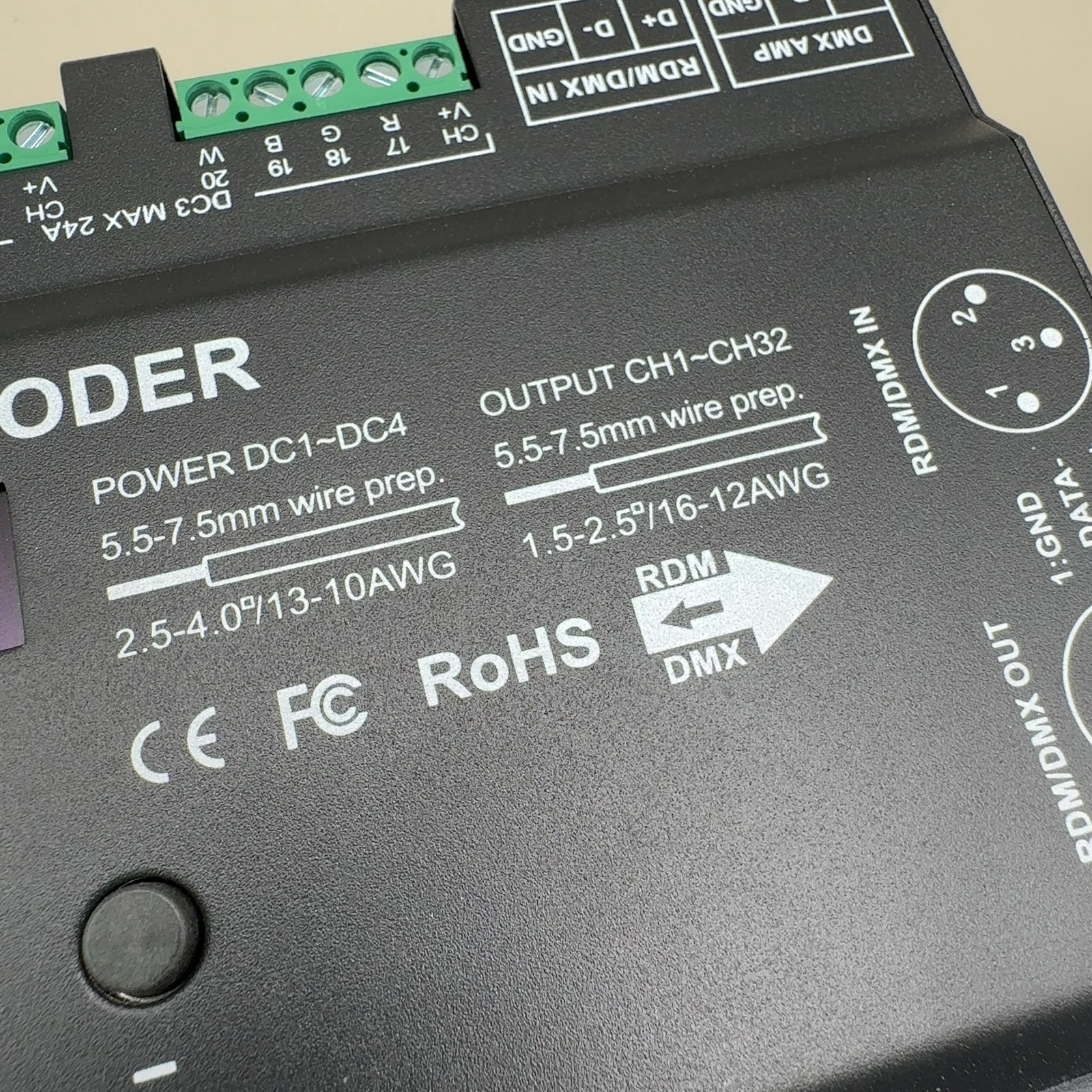 32CH 96A RGBW DMX512 Decoder 16Bit 8KHz LED Driver DC12-24V RDM Display