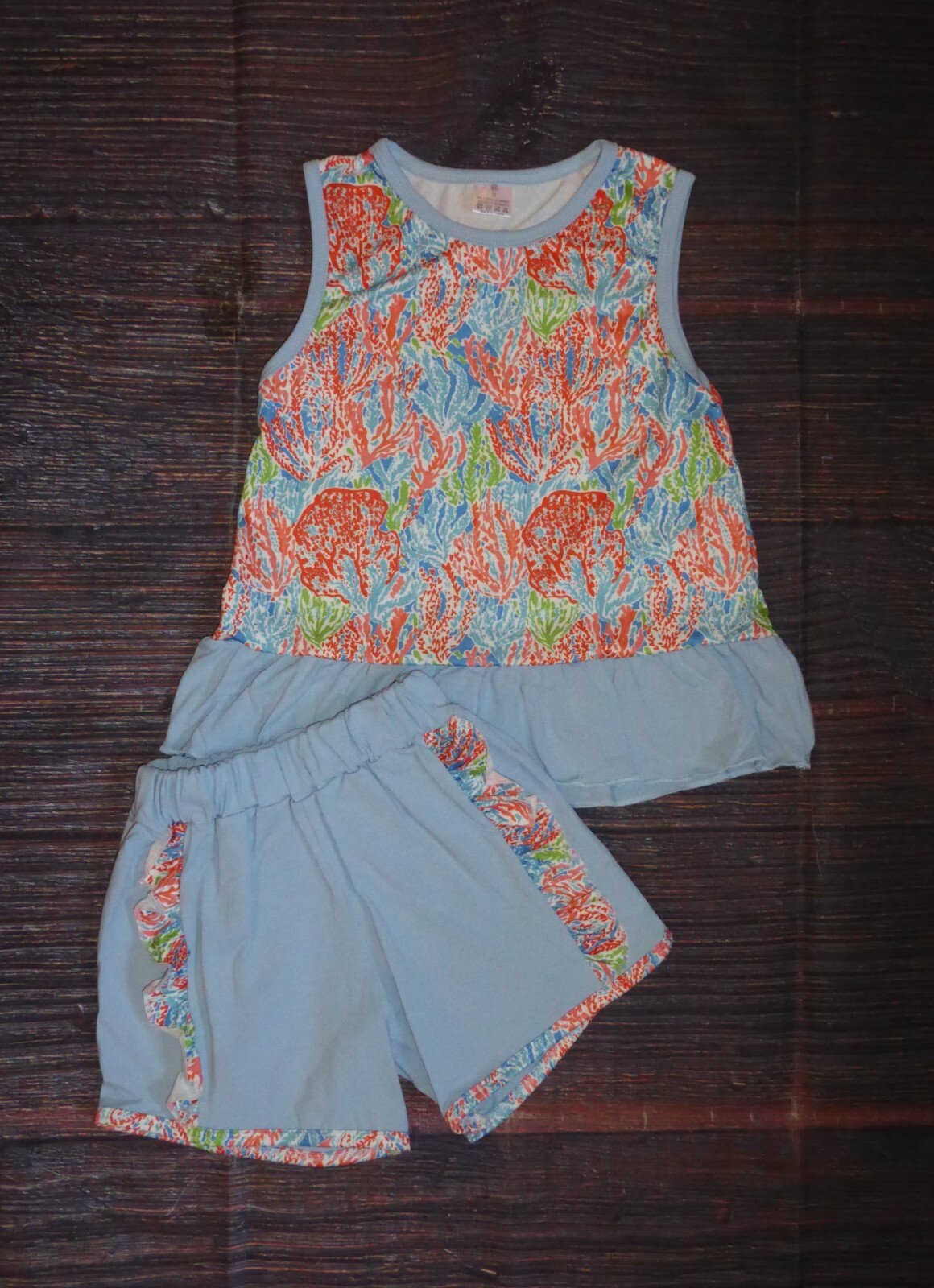 NEW Boutique Tropical Coral Reef Tank Top & Shorts Outfit Set
