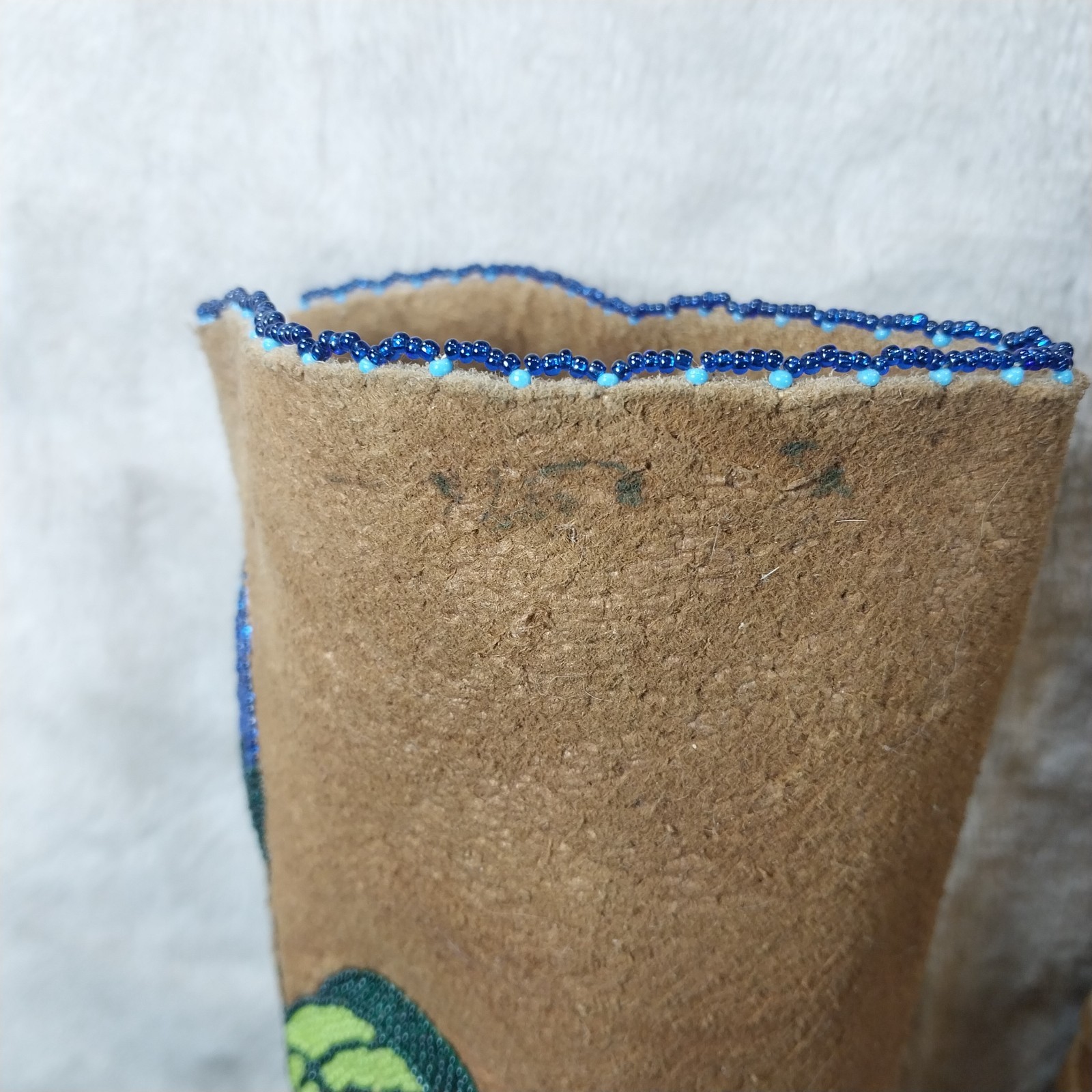 NATIVE AMERICAN BEADED MOCCASINS, MIDCALF HEIGHT, Women's Size 7 MADE IN THE USA