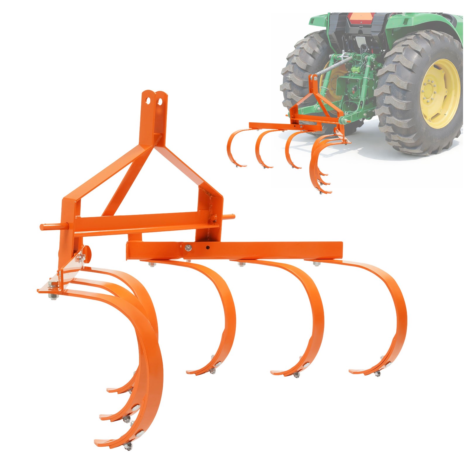 Category 1&3 Point Quick Hitch Cultivator w/ 6 Spring Steel Shanks Tow bebhind