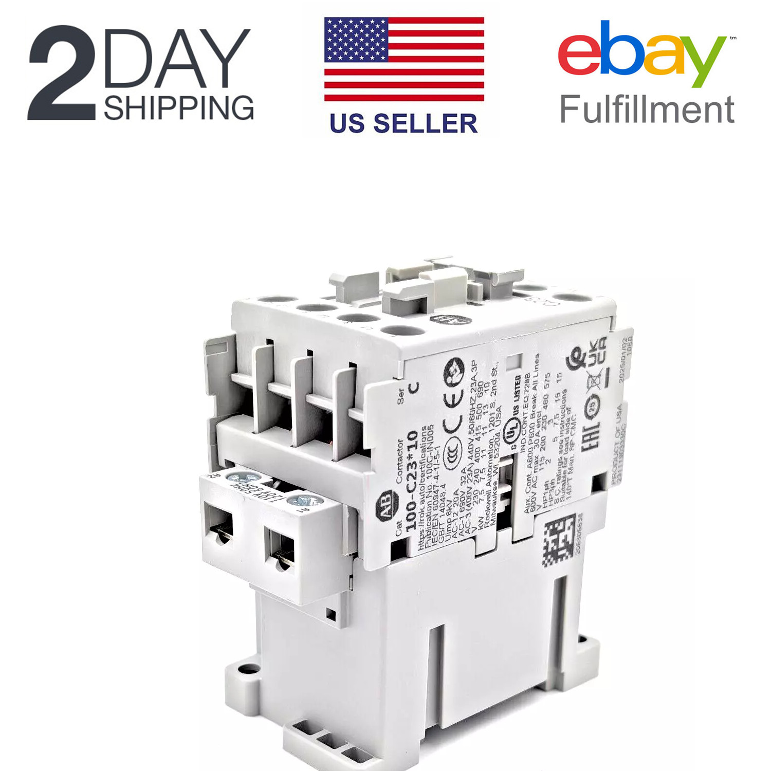 Allen-Bradley 100-C23D10 /C IEC Contactor, 110/120 VAC, 3-P, 23A New USA STOCK
