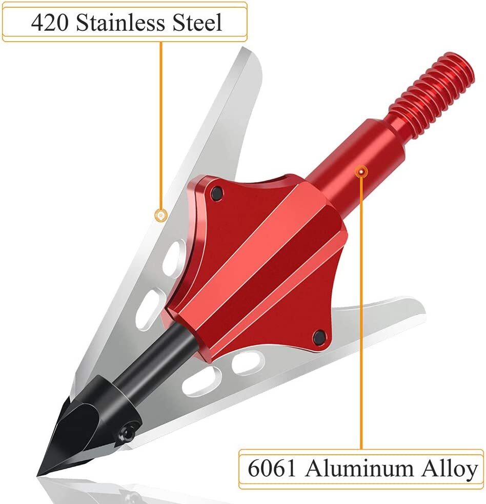 12Pcs BloodRunner Hunting Broadheads 100Gr 2 Spring Slide Retractable Blade Tip