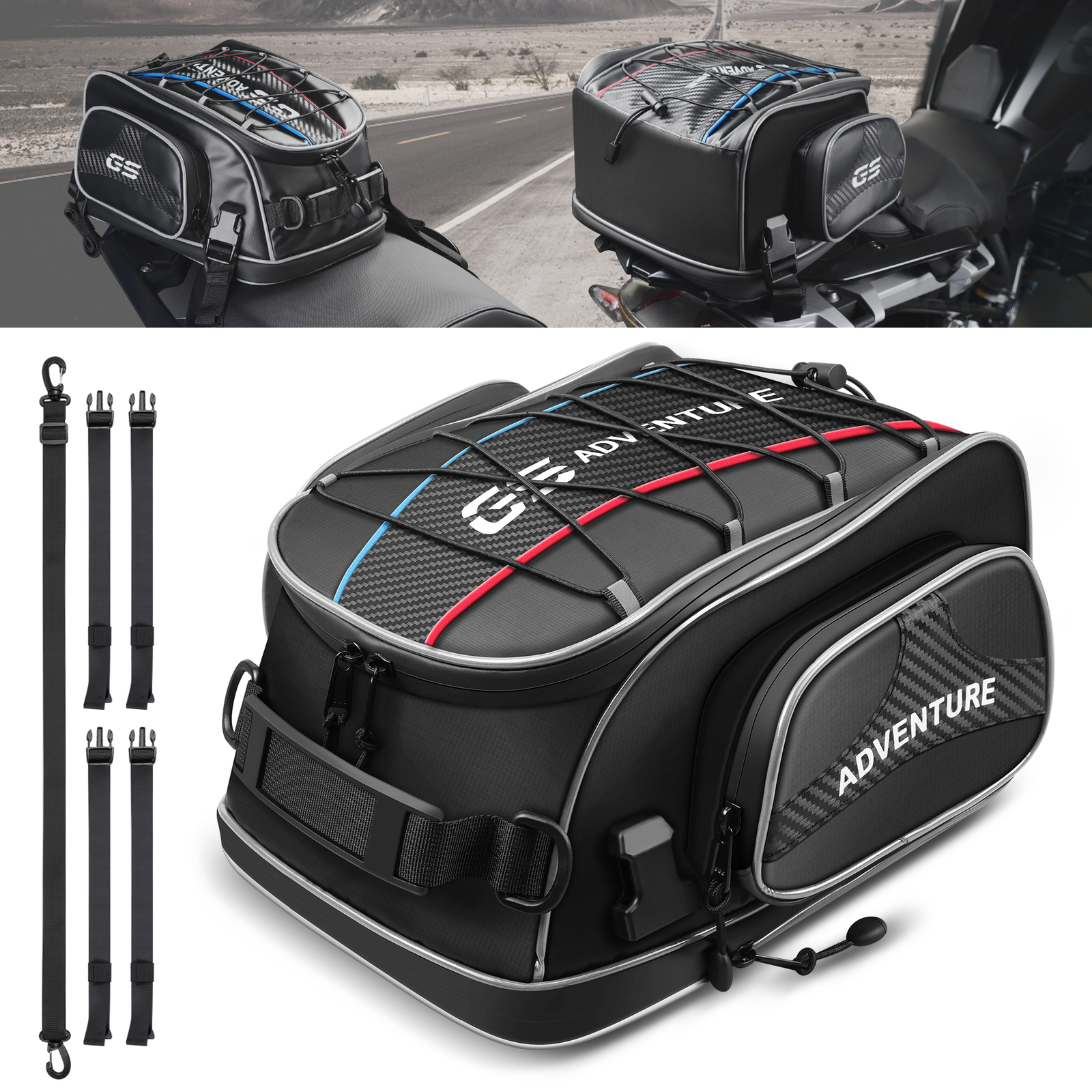 Motorcycle Tail Bag Seat Pack Travel Rear Luggage Rack Carry Bag Waterproof 15L