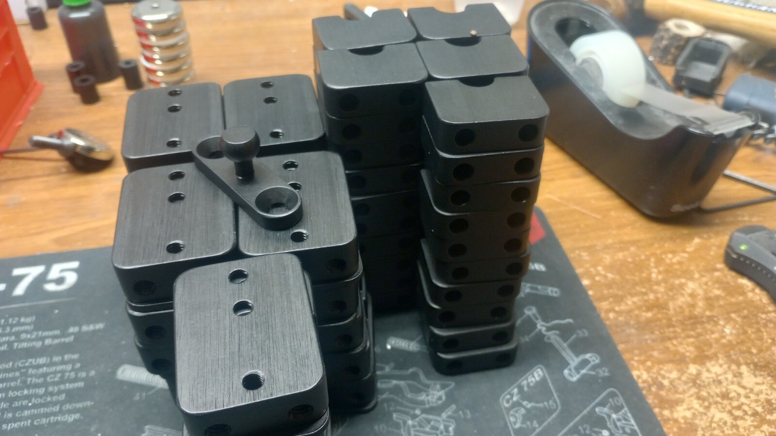 Rotation Offset Ball Mount by Lee Holster Hangers-Raw, Black and Blue Anodized