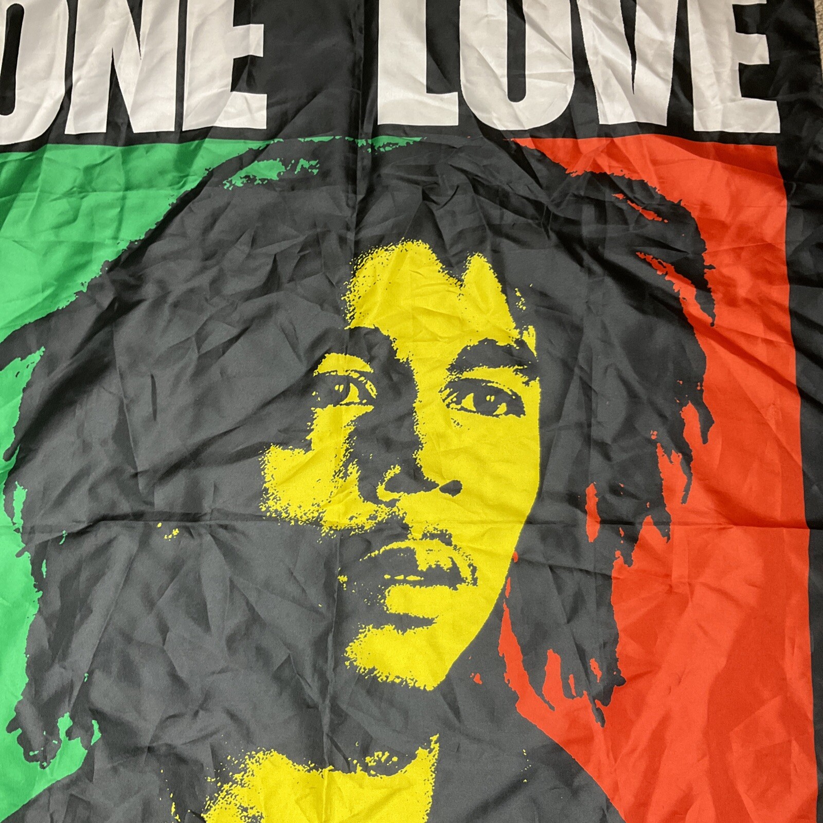 Vintage Bob Marley One Love Reggae Rasta Banner Wall Hanging Decor Y2K Year 2000