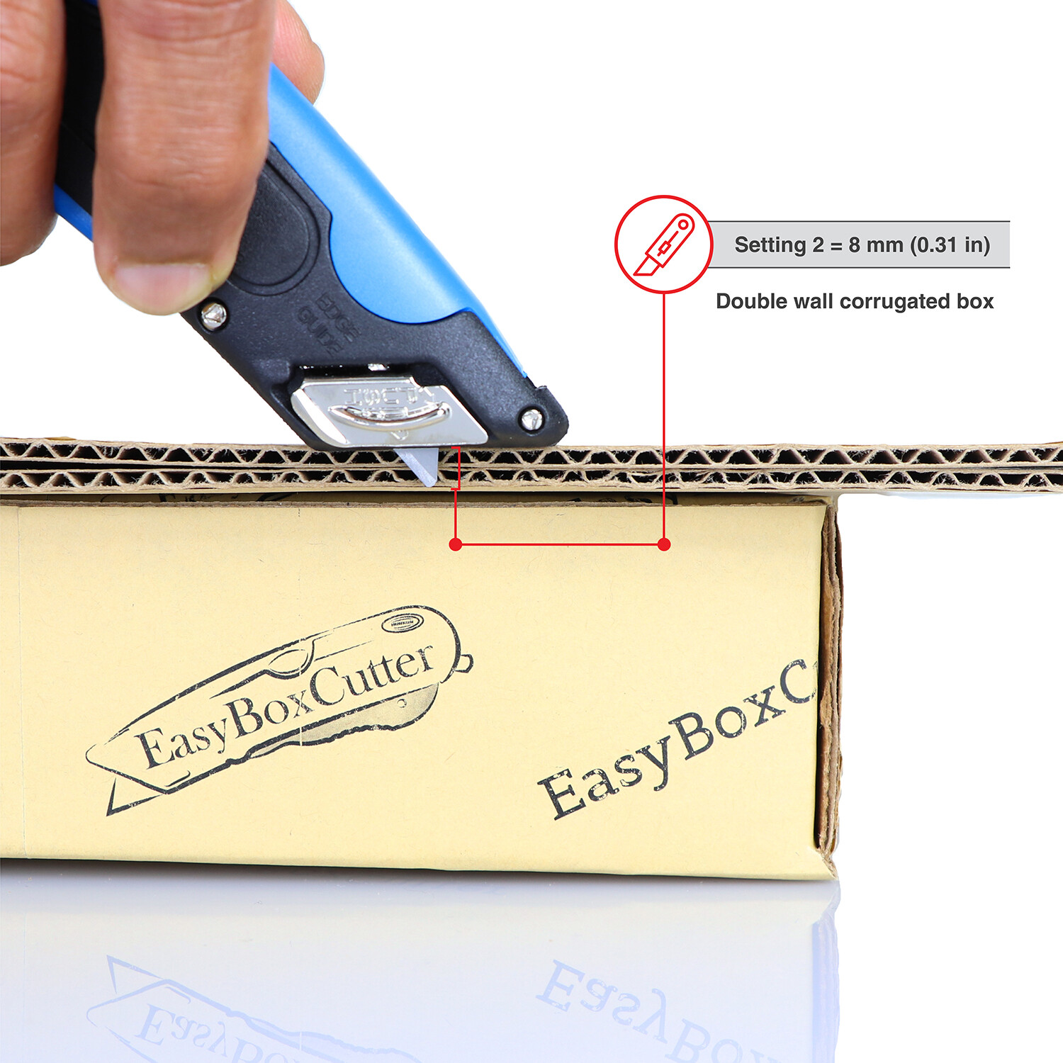 Easy Cut 1000 Blue Safety Box Cutter with Stainless Steel Blades