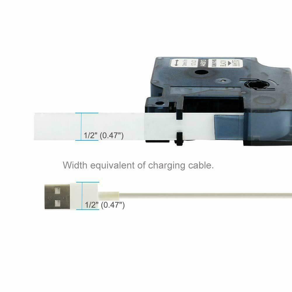 5X45013 S0720530 Label Tape Compatible for Dymo LabelManager 12mm Black on White