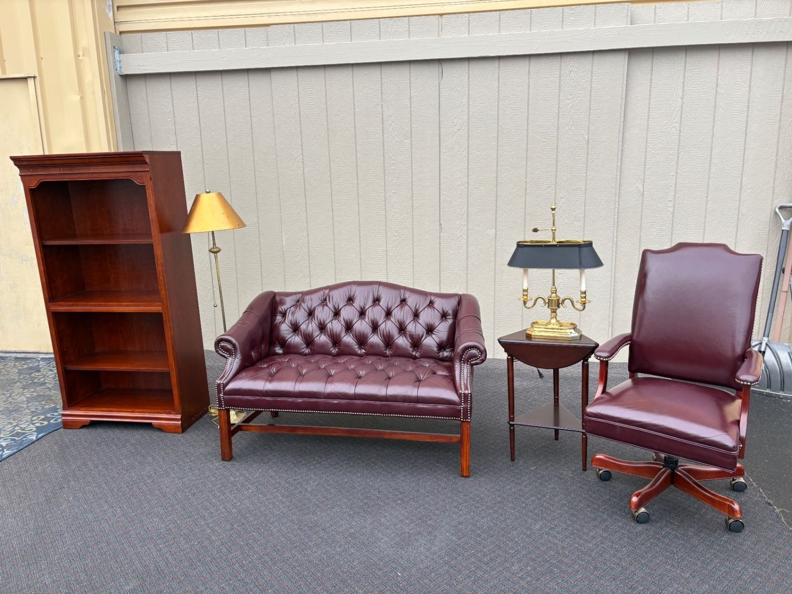 67505 Traditional Cherry Wood Bookcase with Beaded Trim Detail