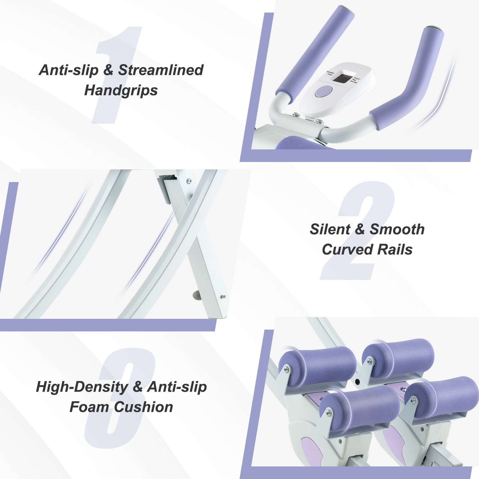 Adjustable Heights Ab Machine Foldable Core & Abdominal Workout Trainer Cruncher