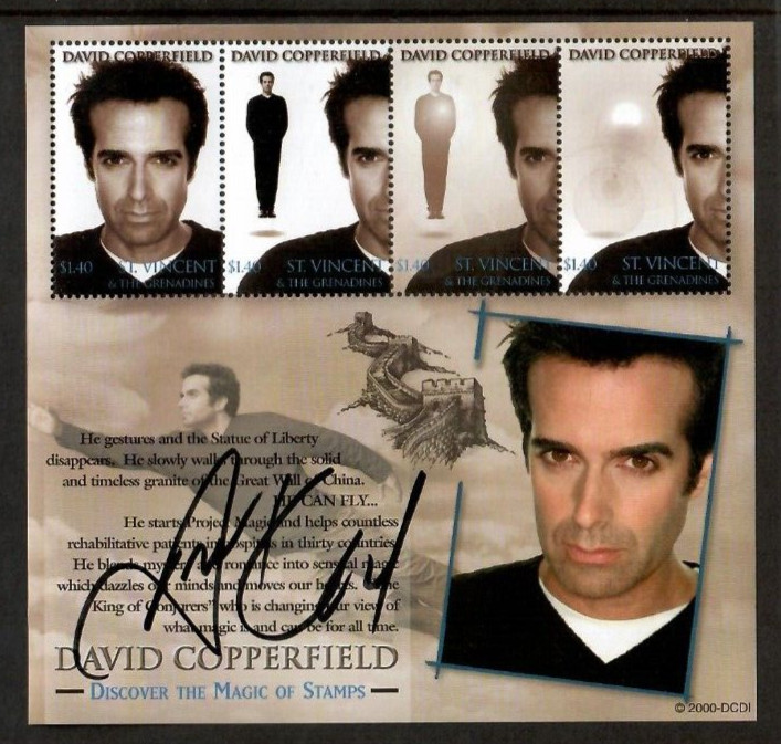 St. Vincent 2000 - David Copperfield Signed - Sheet of 4 Stamps Scott #2817 MNH