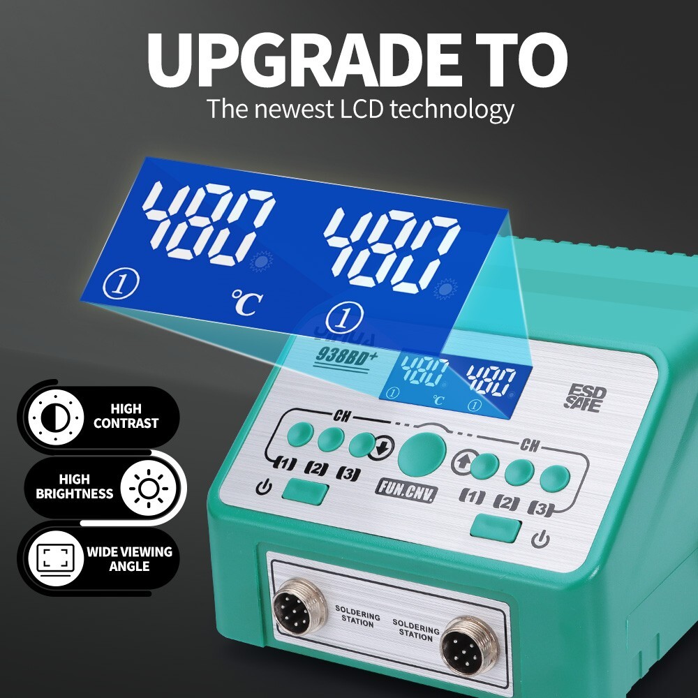 YIHUA 938BD+ Tweezers Soldering Station 2 in 1 Soldering Iron Kit Rework Station