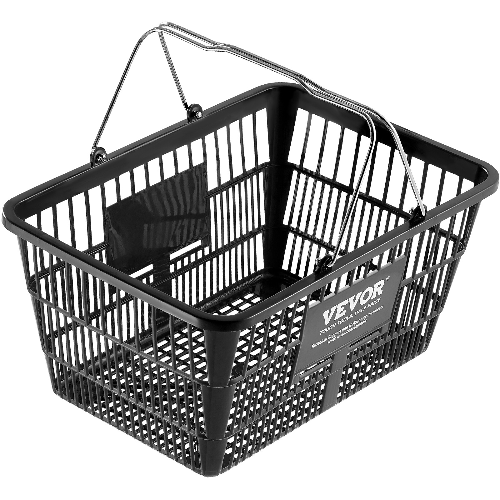 VEVOR Shopping Basket Grocery Basket 12PCS 21L with Iron Handle & Stand Black