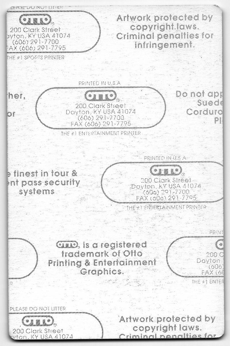 1995 Ozzy Osbourne Concert Backstage Pass All Access Laminate Insert Card Brazil