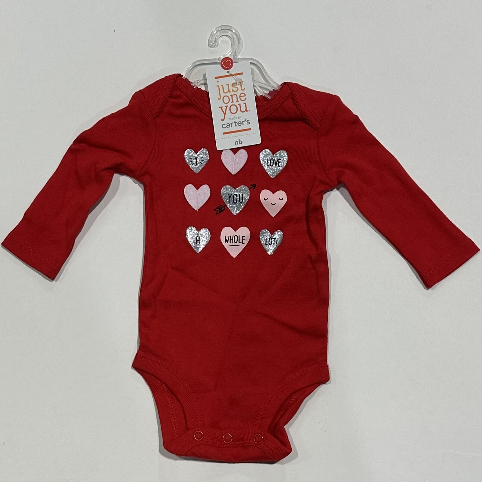 Baby Girls' Heart Bodysuit - Just One You made by carter's Red Newborn NWT