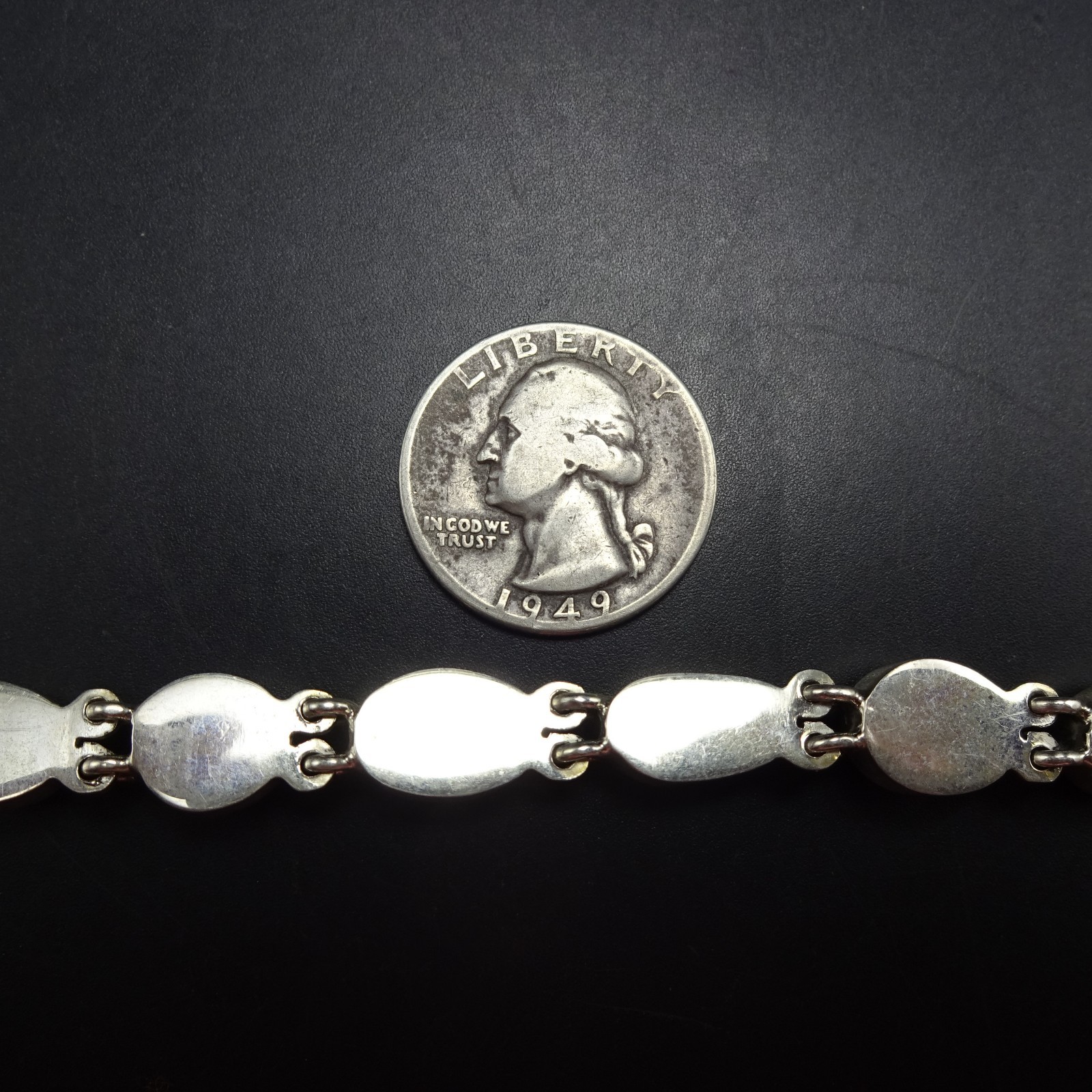 FEDERICO JIMENEZ Sterling Silver TURQUOISE Link Bracelet Gorgeous Natural Cabs