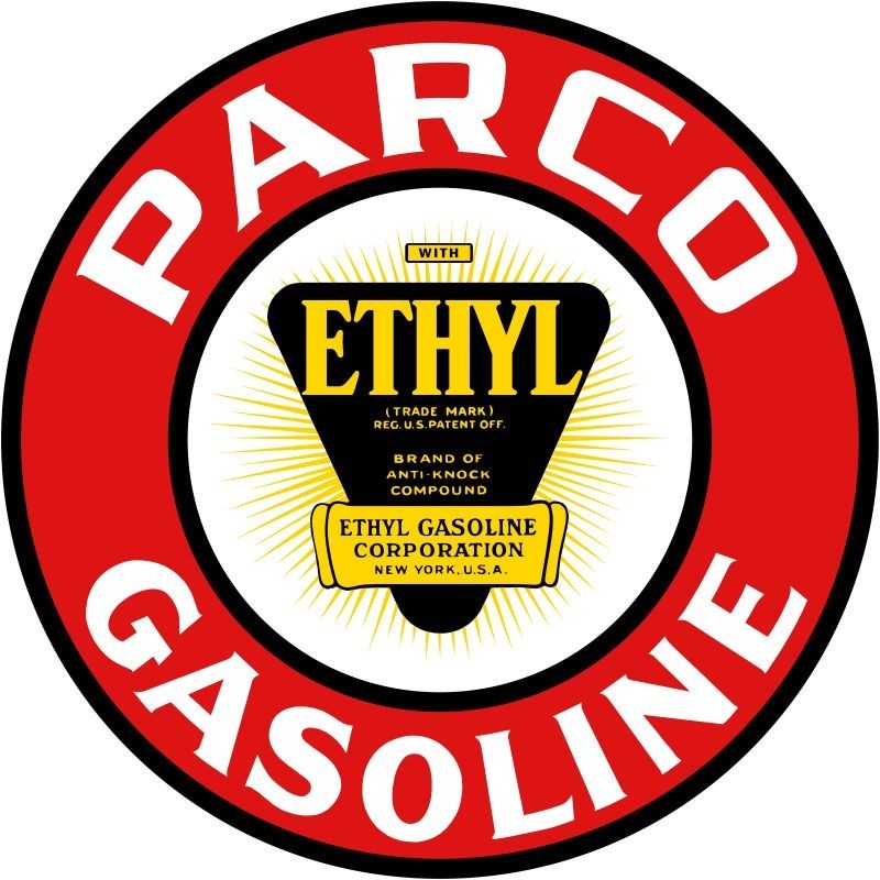 PARCO Producers & Refiners Gasoline w. Ethyl NEW METAL SIGN: 12" Diameter Round