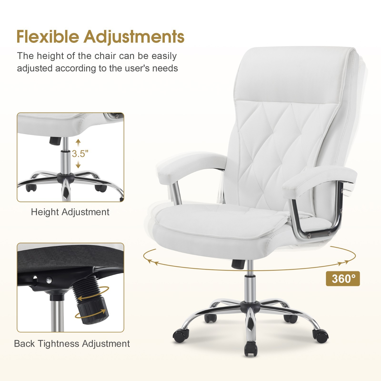 Adjustable Home Office Chairs,Salon Nail Chair for Nail Tech with Thick Backrest