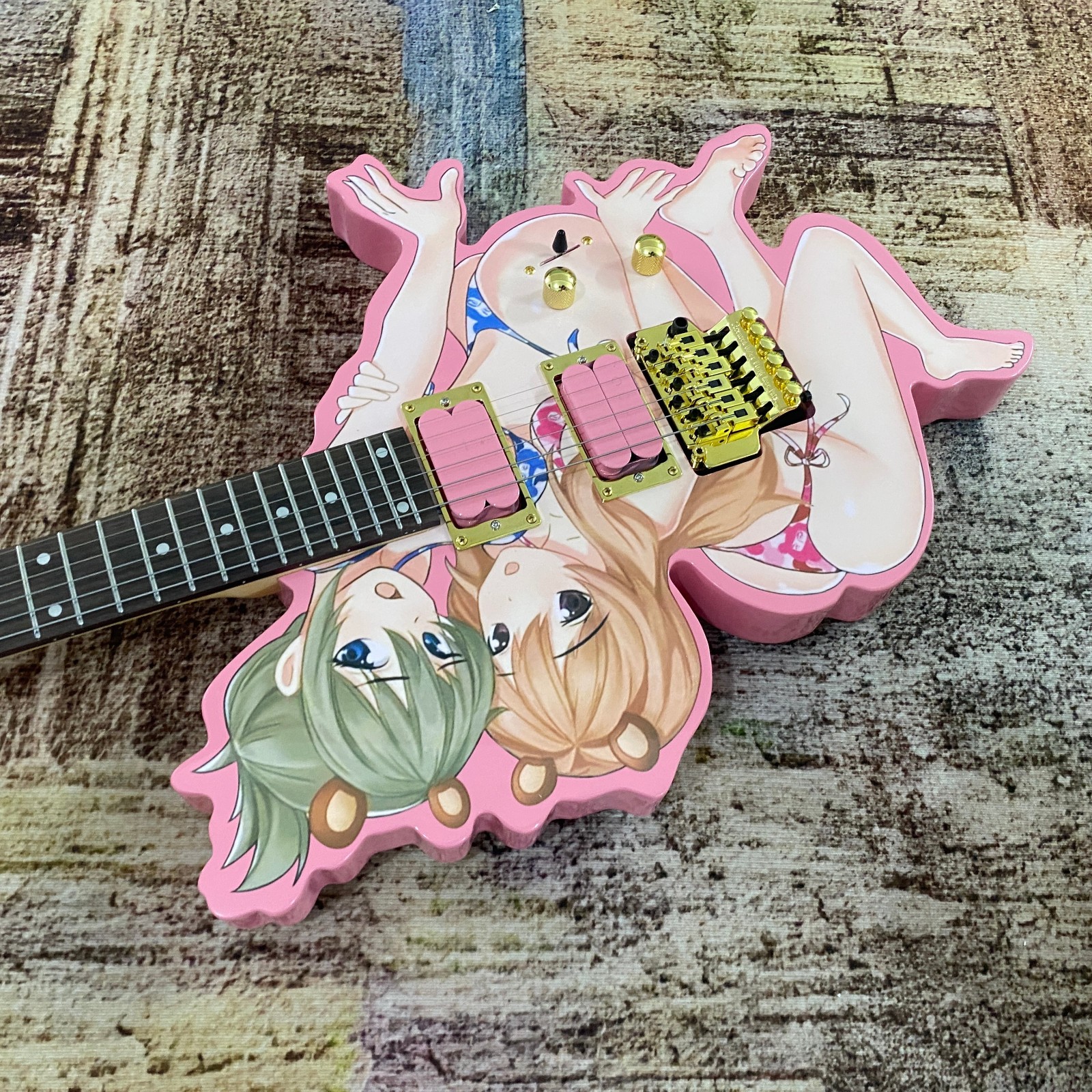 Anime&Manga beautiful girl shaped Electric Guitar Tremolo HH Pickups 24Frets