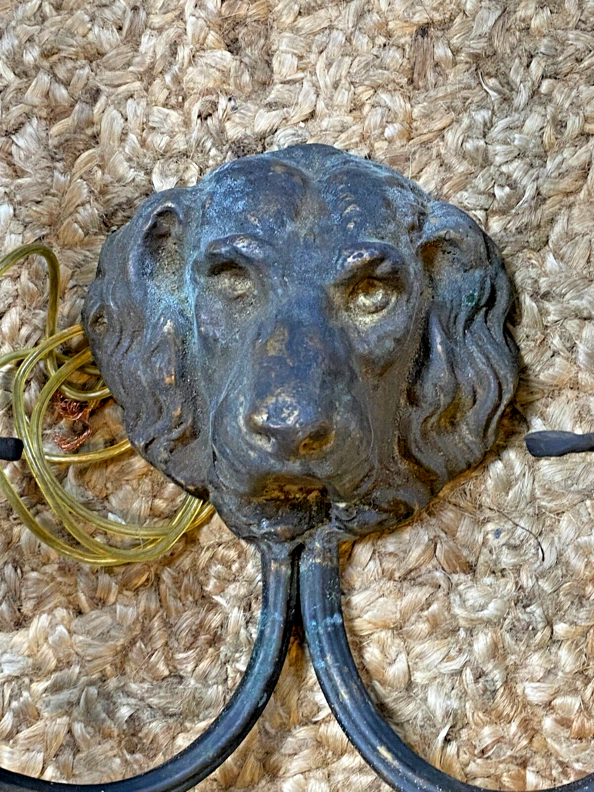 RARE PAIR Antique Two Arm Bronze Dog Wall SCONCE Lights Set of 2
