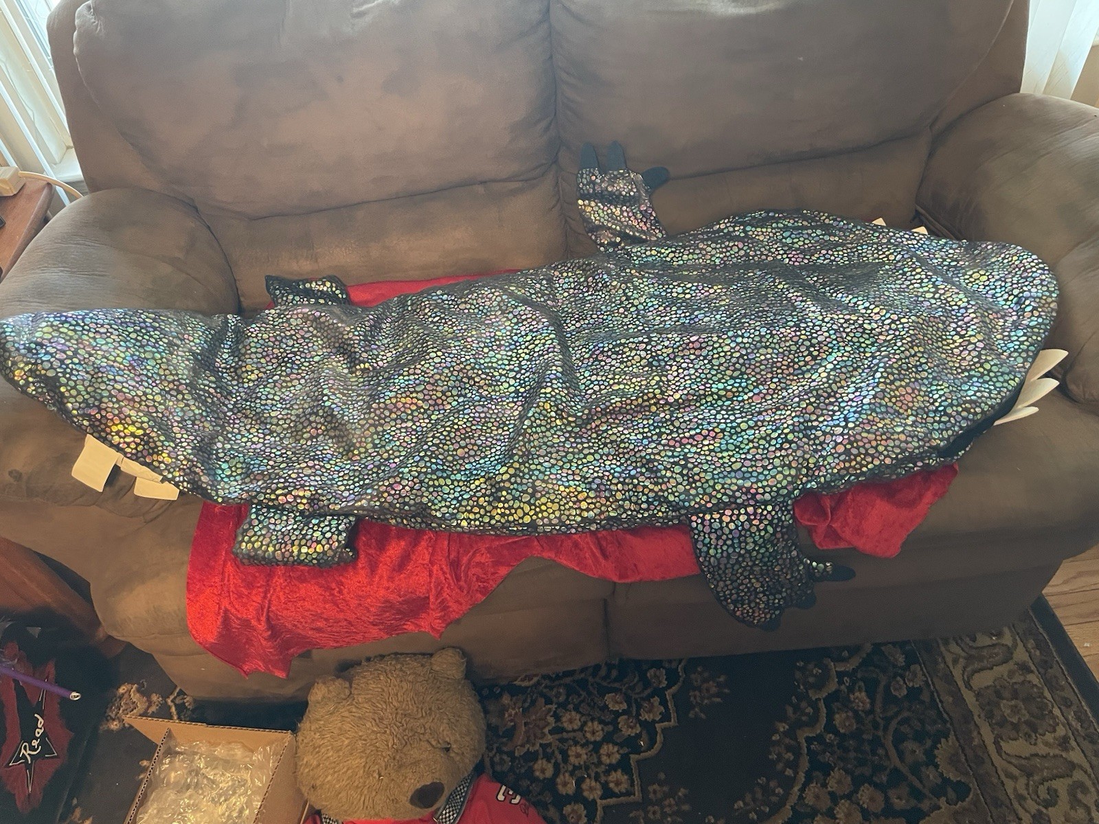 Childs Sleeping Bag Novelty Iridescent Alligator Dinosaur sleeping Bag